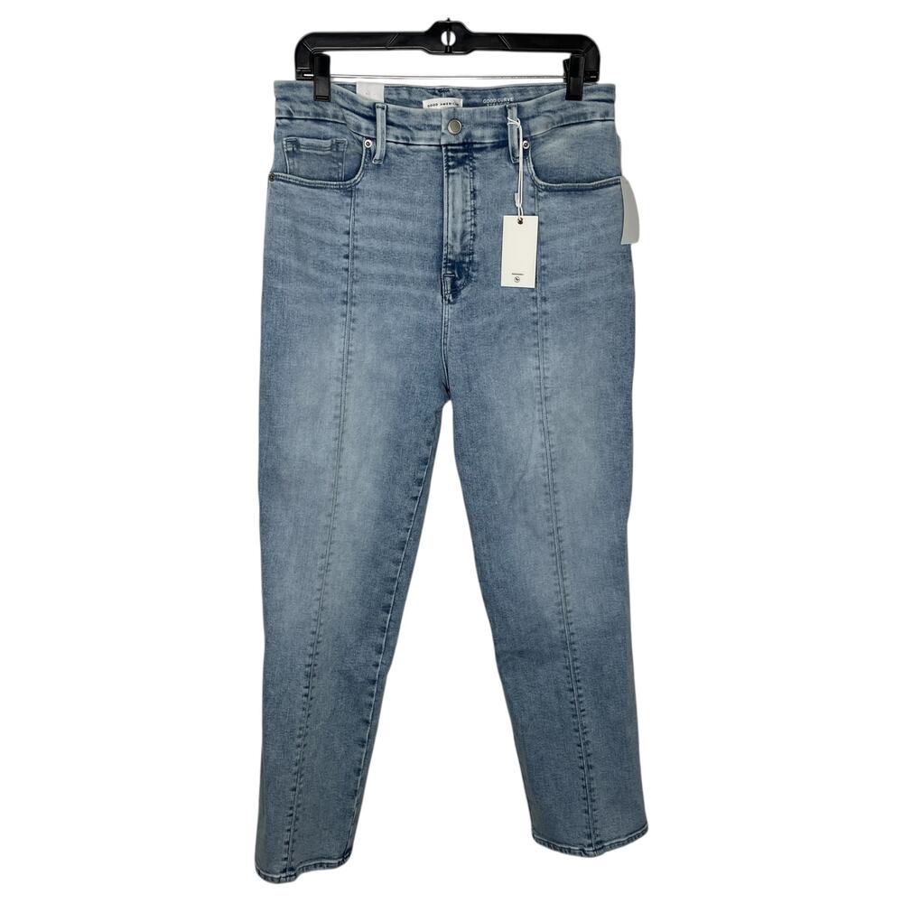 Good American Women's Jeans 14 32 Good Curve Straight Blue Light Wash High Rise